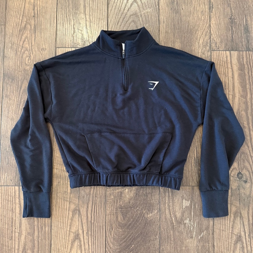 Gymshark Pippa Women's Training‎ Pullover Crop Sweater 1/4 Zip Black, Size Small